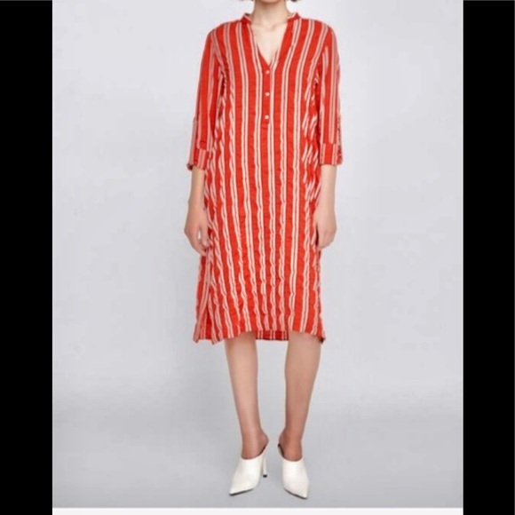 vertical stripe midi dress